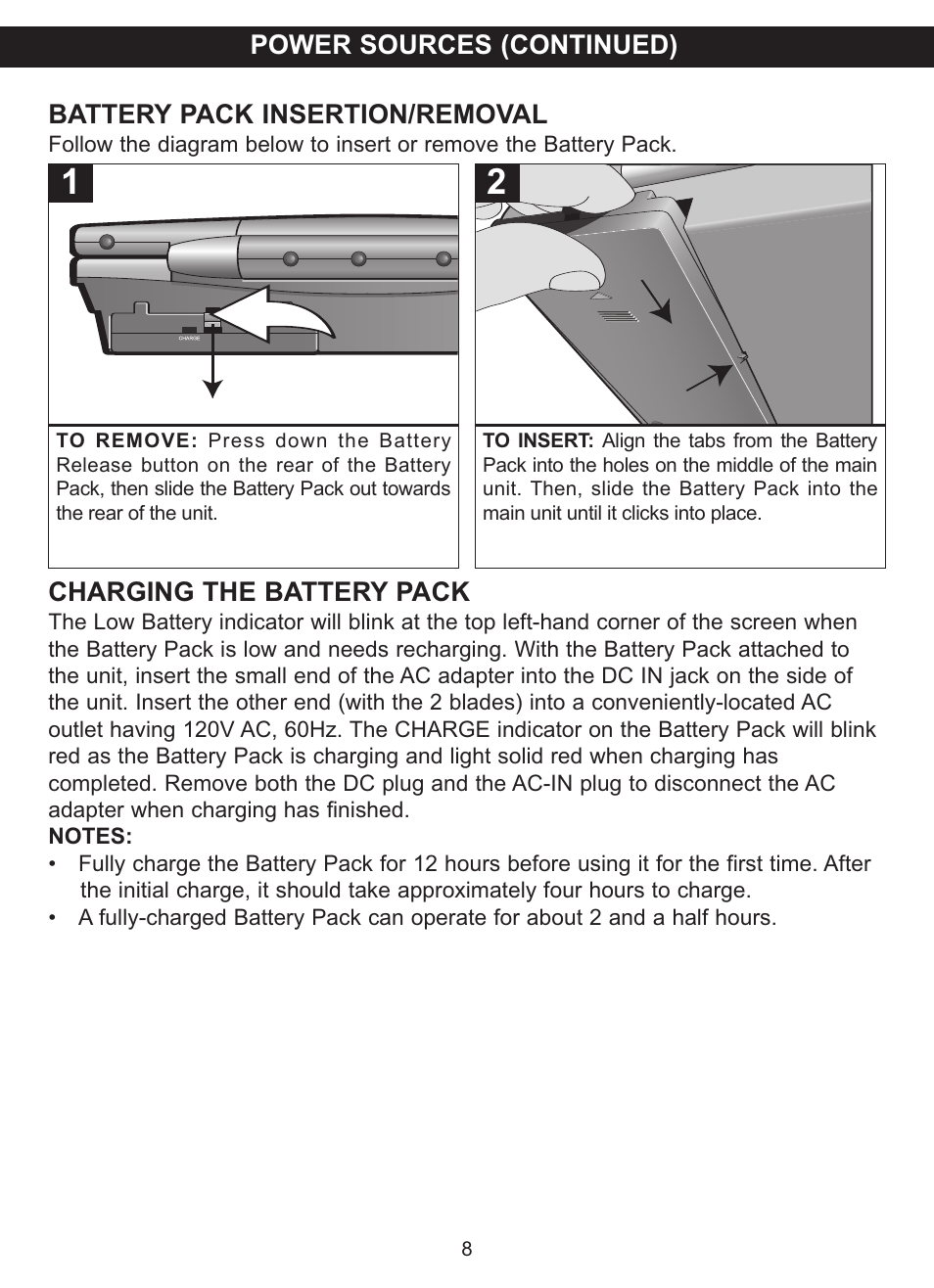 Charging the battery pack | Memorex MVDP1077 User Manual | Page 9 / 41
