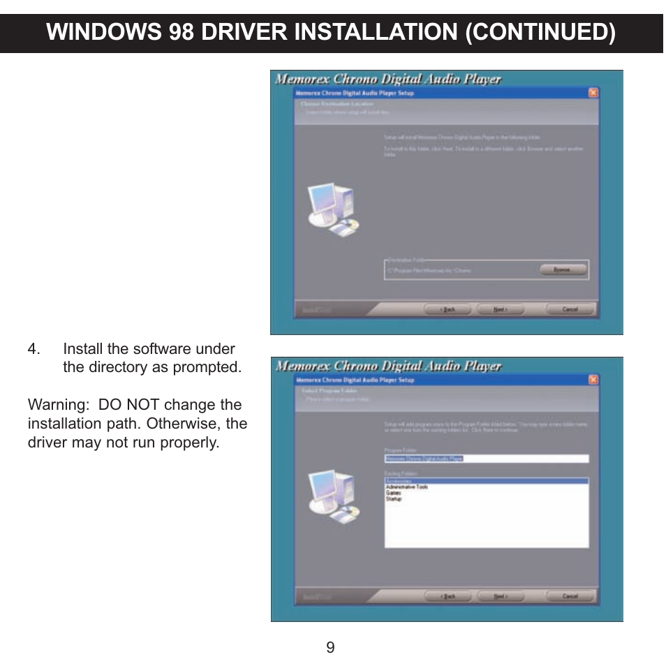Windows 98 driver installation (continued) | Memorex MMP8570 User Manual | Page 10 / 34