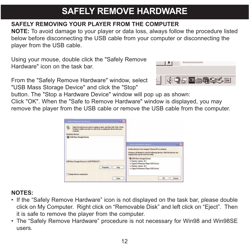 Safely remove hardware | Memorex MMP8570 User Manual | Page 13 / 34