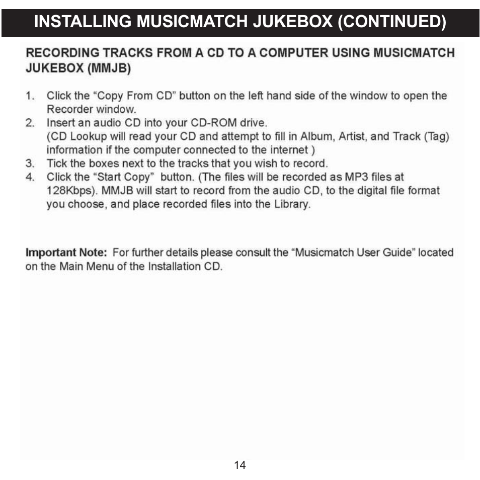 Installing musicmatch jukebox (continued) | Memorex MMP8570 User Manual | Page 15 / 34