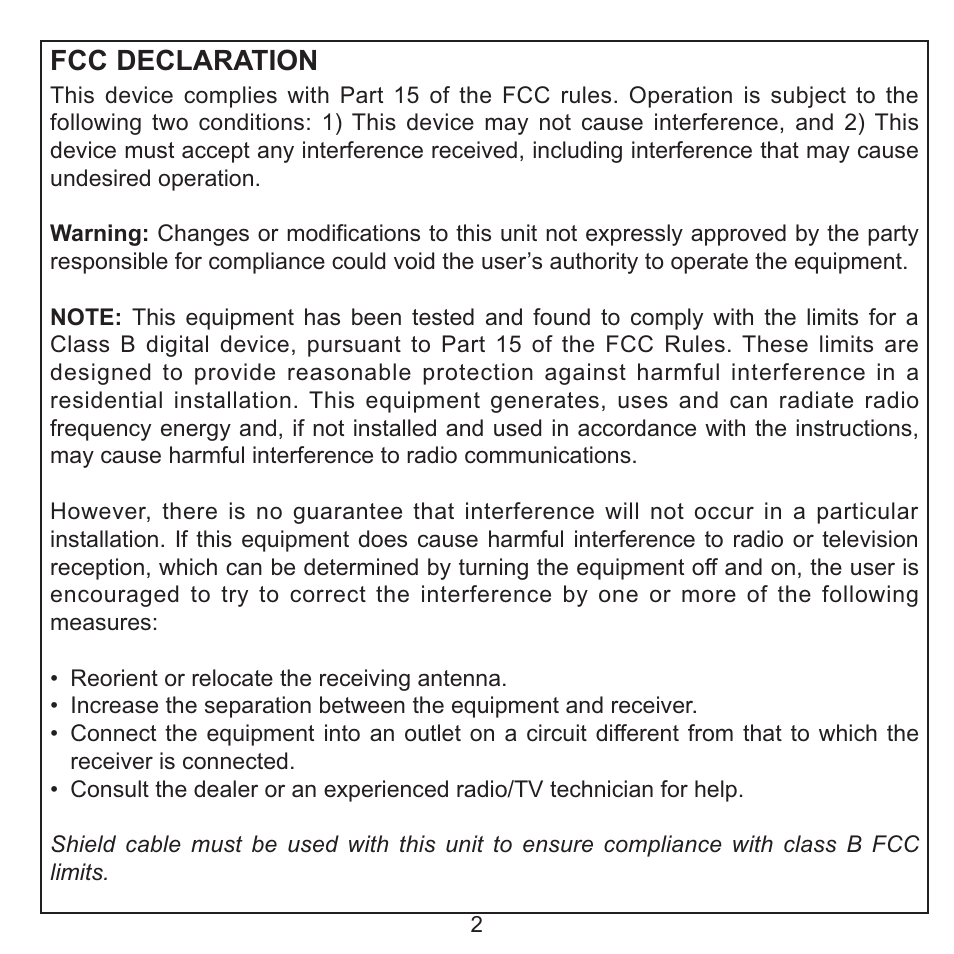 Fcc declaration | Memorex MMP8570 User Manual | Page 3 / 34