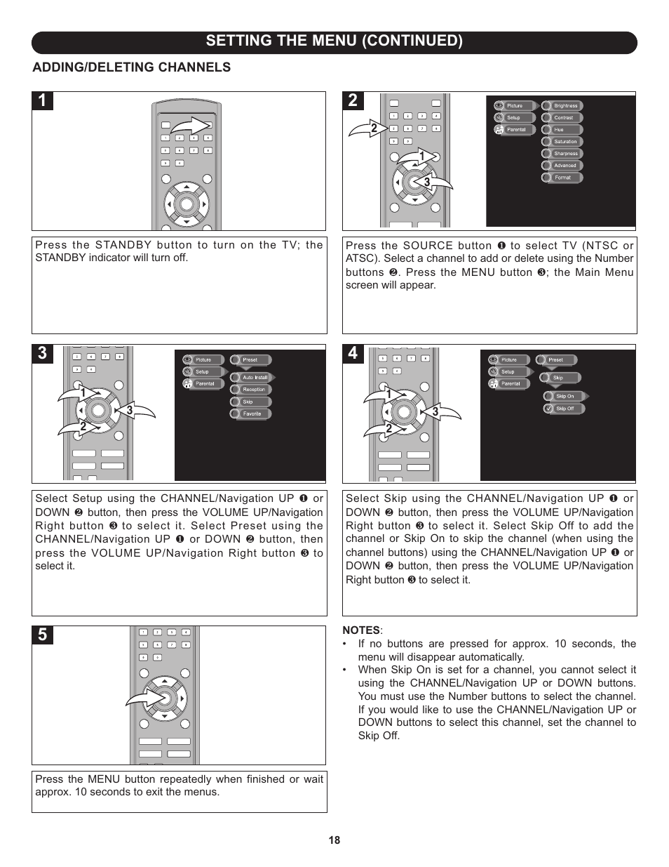 Setting the menu (continued) | Memorex MLT1912 User Manual | Page 19 / 82