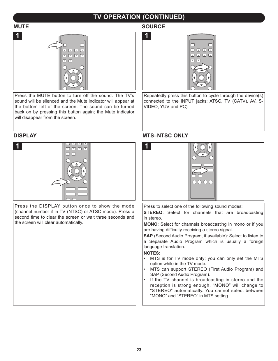 Tv operation (continued) | Memorex MLT1912 User Manual | Page 24 / 82