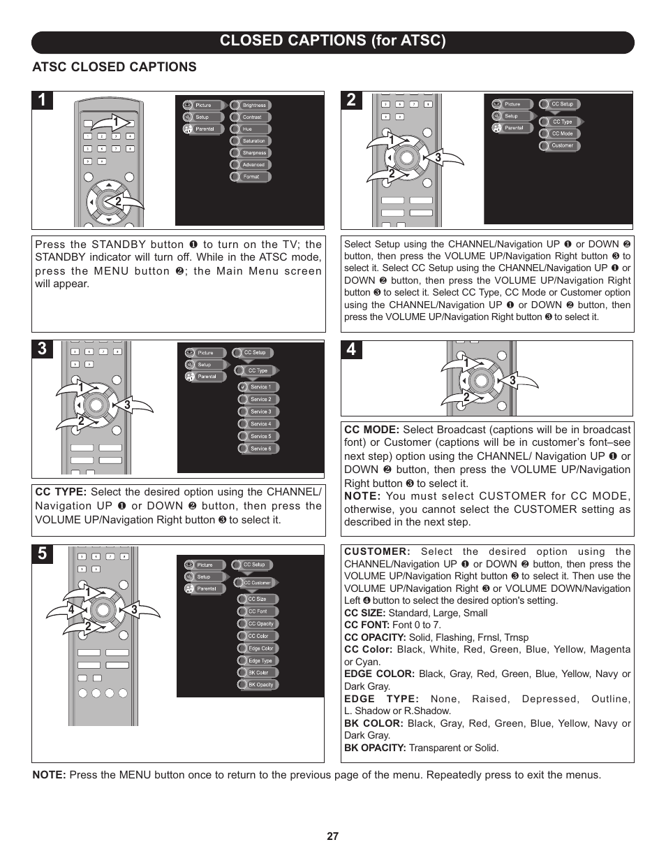 Closed captions (for atsc) | Memorex MLT1912 User Manual | Page 28 / 82