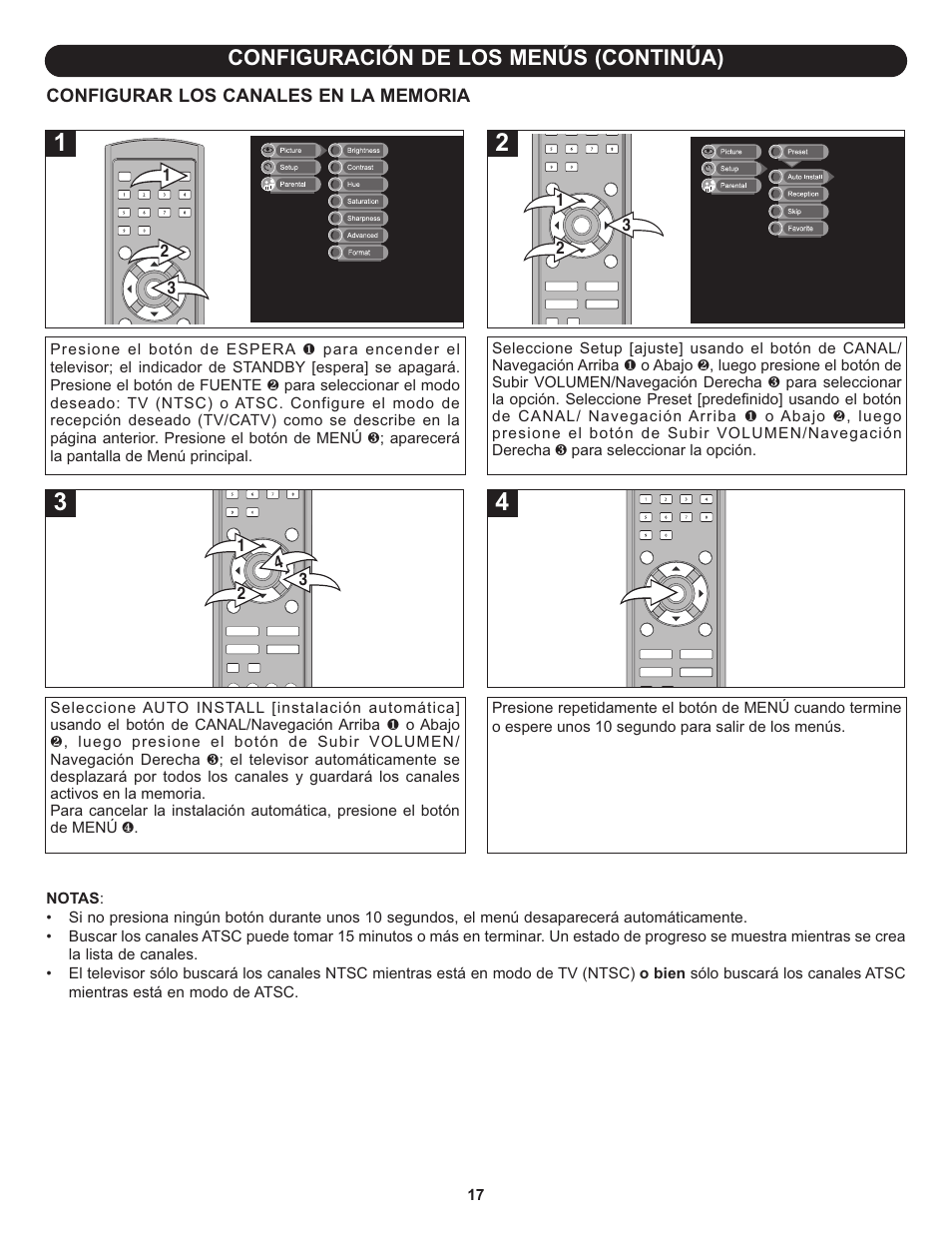 Configuración de los menús (continúa) | Memorex MLT1912 User Manual | Page 58 / 82