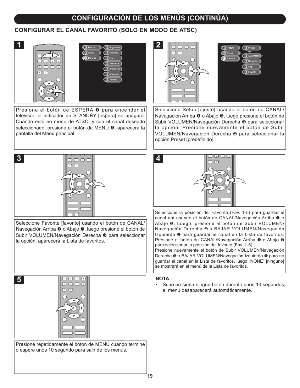 Configuración de los menús (continúa) | Memorex MLT1912 User Manual | Page 60 / 82