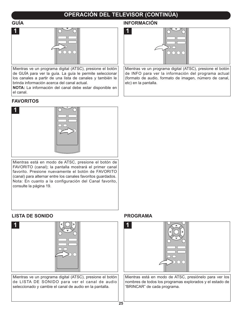 Operación del televisor (continúa) | Memorex MLT1912 User Manual | Page 66 / 82