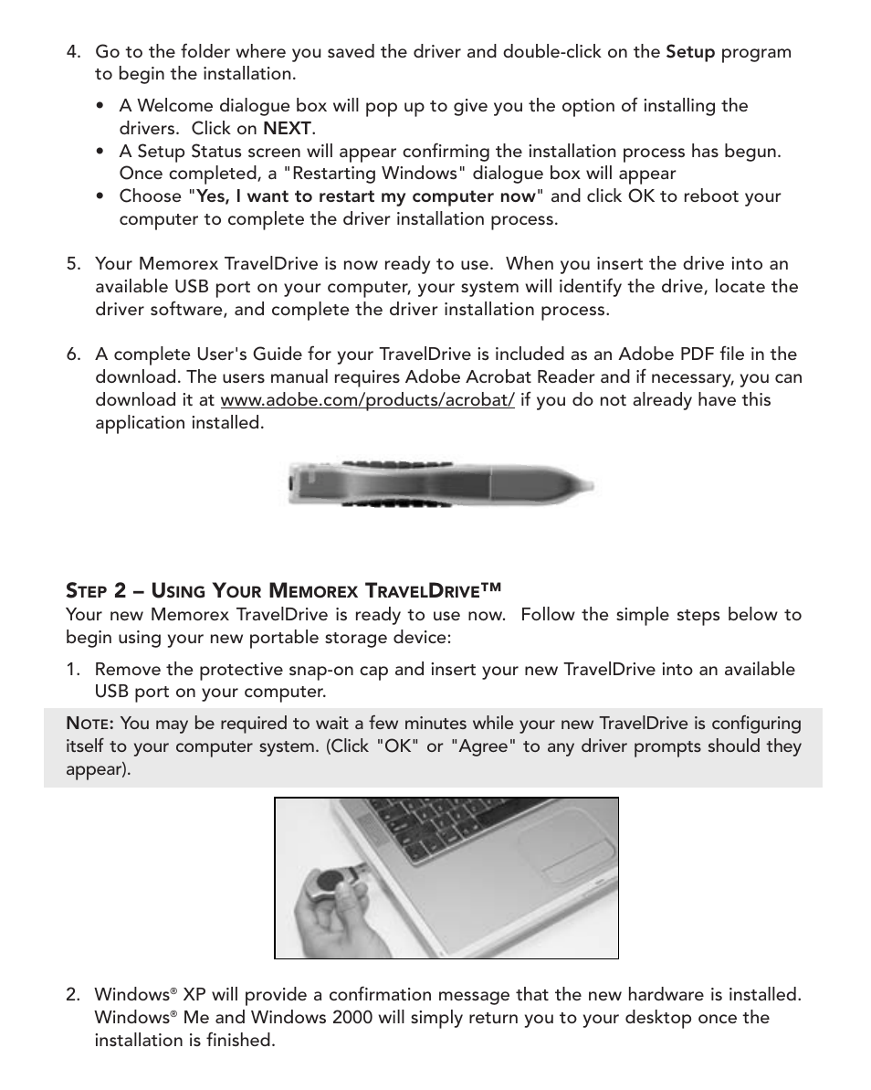 2 – u | Memorex TravelDrive USB Flash Drive User Manual | Page 3 / 4