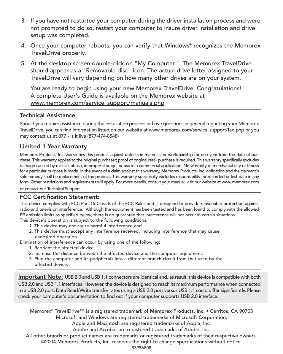 Memorex TravelDrive USB Flash Drive User Manual | Page 4 / 4