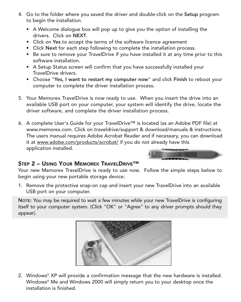 2 – u | Memorex TRAVELDRIVE REV. 2.0C User Manual | Page 3 / 4