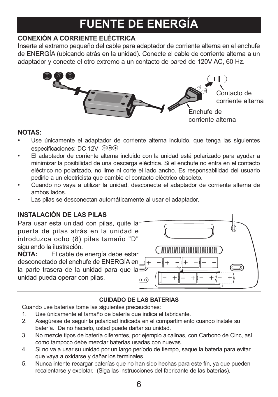Fuente de energía | Memorex SUFFIX A MI3005 User Manual | Page 23 / 32