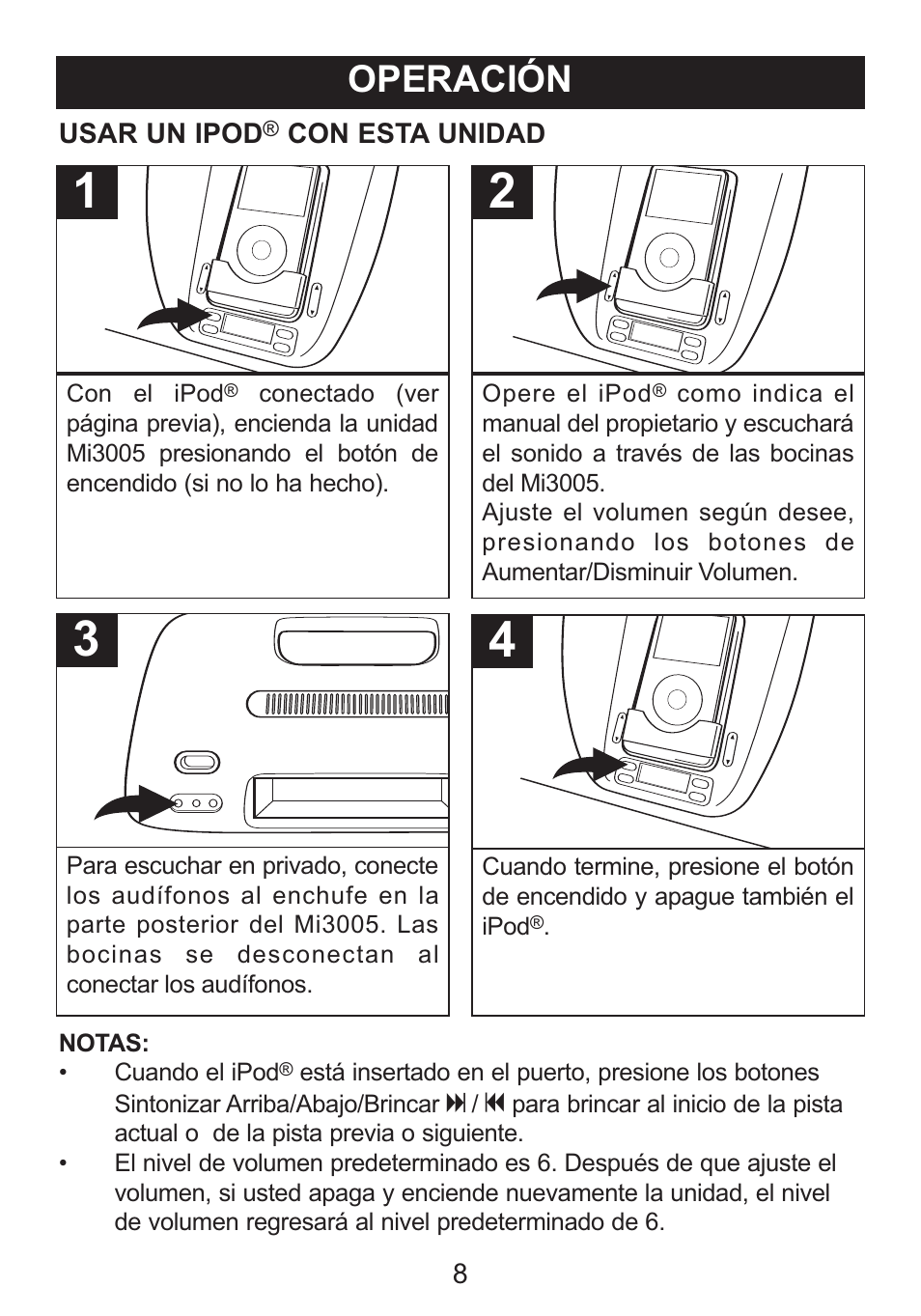 Operación | Memorex SUFFIX A MI3005 User Manual | Page 25 / 32
