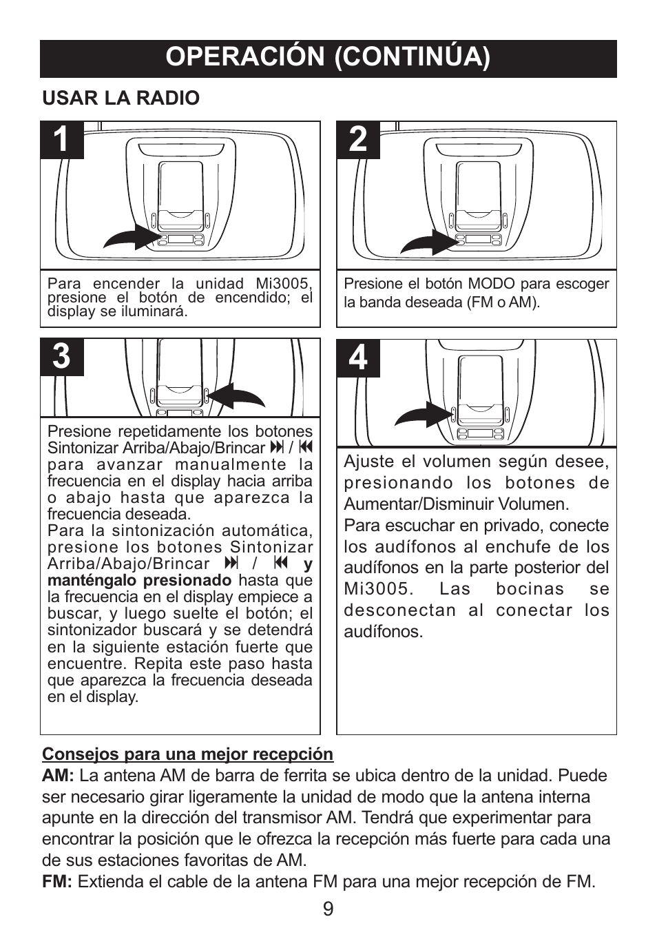Operación (continúa) | Memorex SUFFIX A MI3005 User Manual | Page 26 / 32