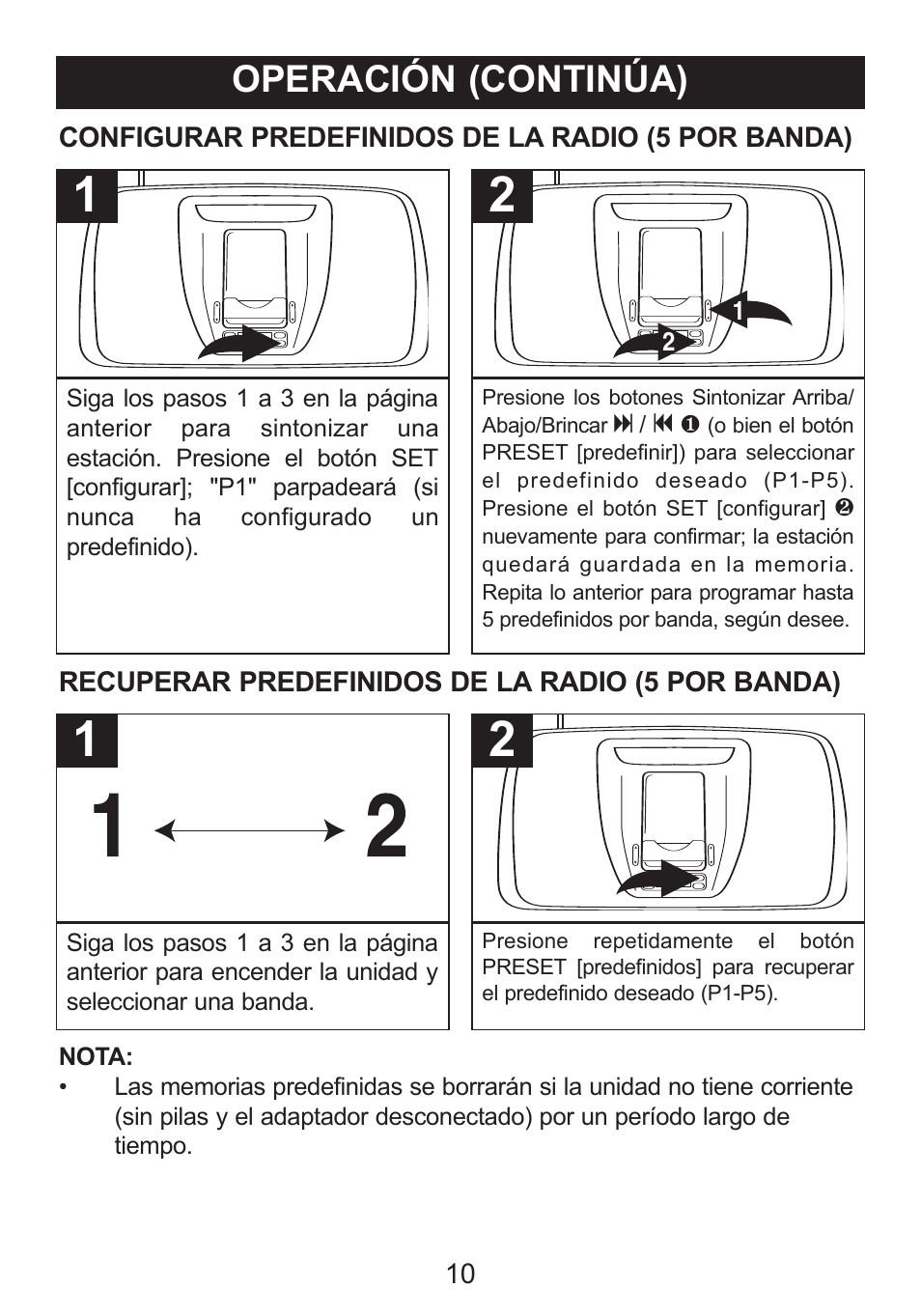 Operación (continúa) | Memorex SUFFIX A MI3005 User Manual | Page 27 / 32
