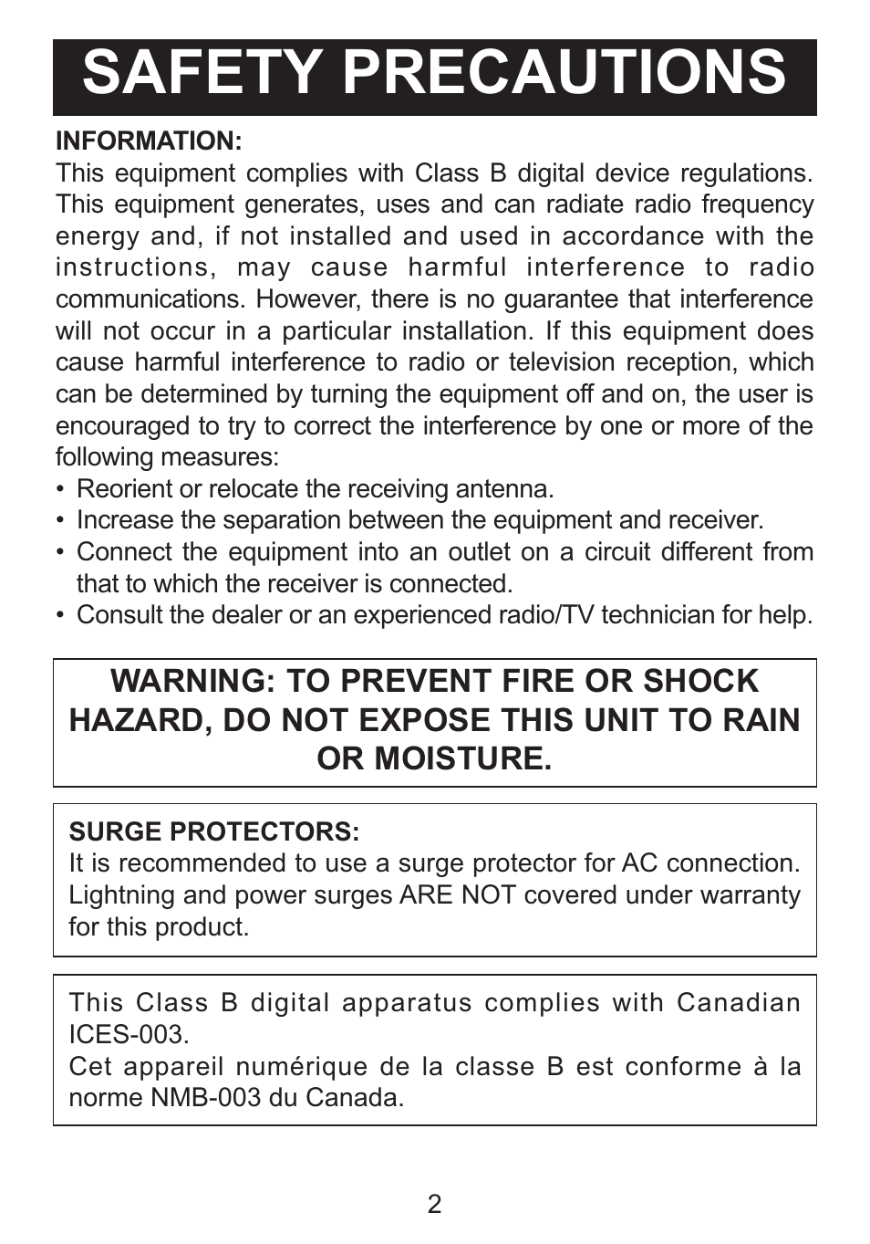 Safety precautions | Memorex SUFFIX A MI3005 User Manual | Page 3 / 32