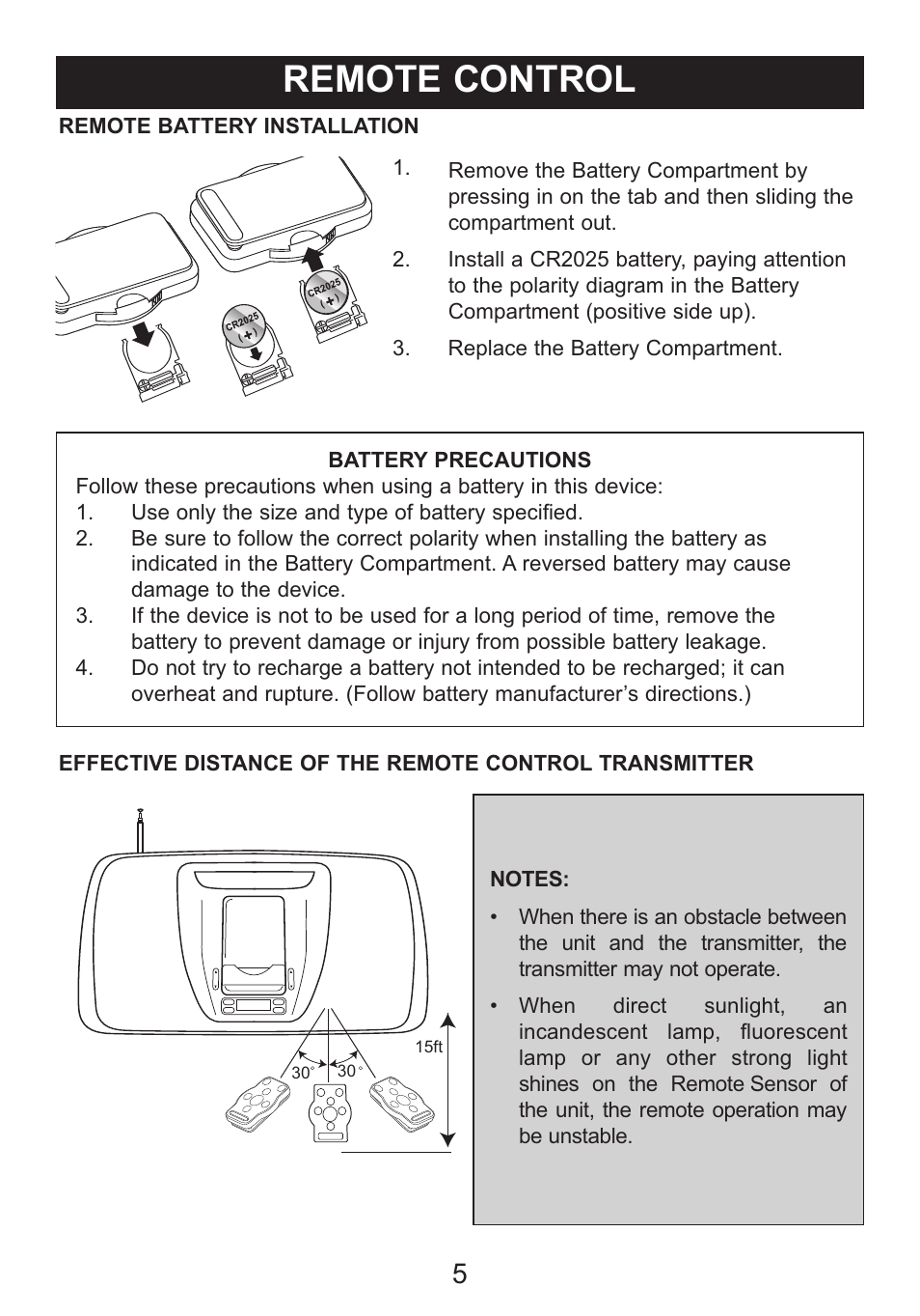 Remote control | Memorex SUFFIX A MI3005 User Manual | Page 6 / 32