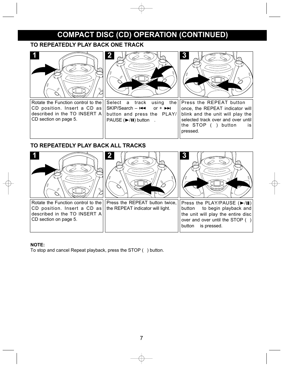 Compact disc (cd) operation (continued) | Memorex MP3838 User Manual | Page 8 / 12