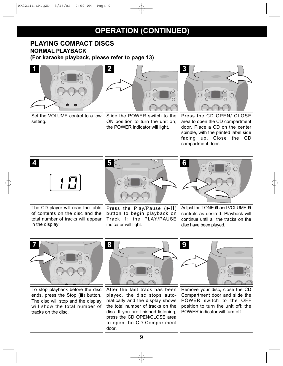 Operation (continued) | Memorex MKS2111 User Manual | Page 10 / 18