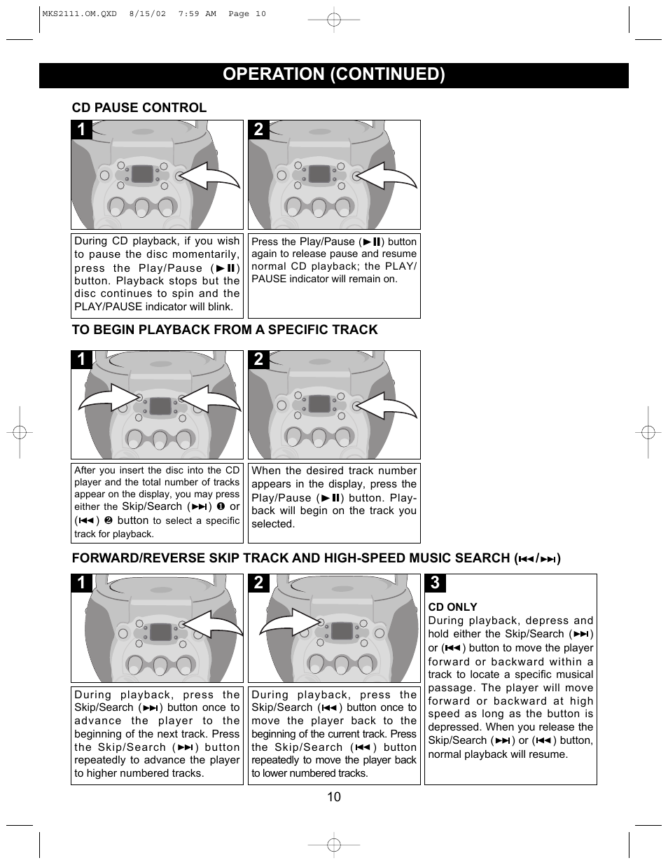 Operation (continued) | Memorex MKS2111 User Manual | Page 11 / 18