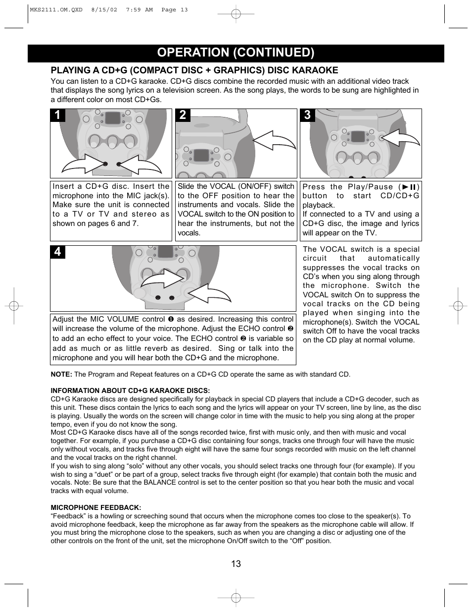 Operation (continued) | Memorex MKS2111 User Manual | Page 14 / 18