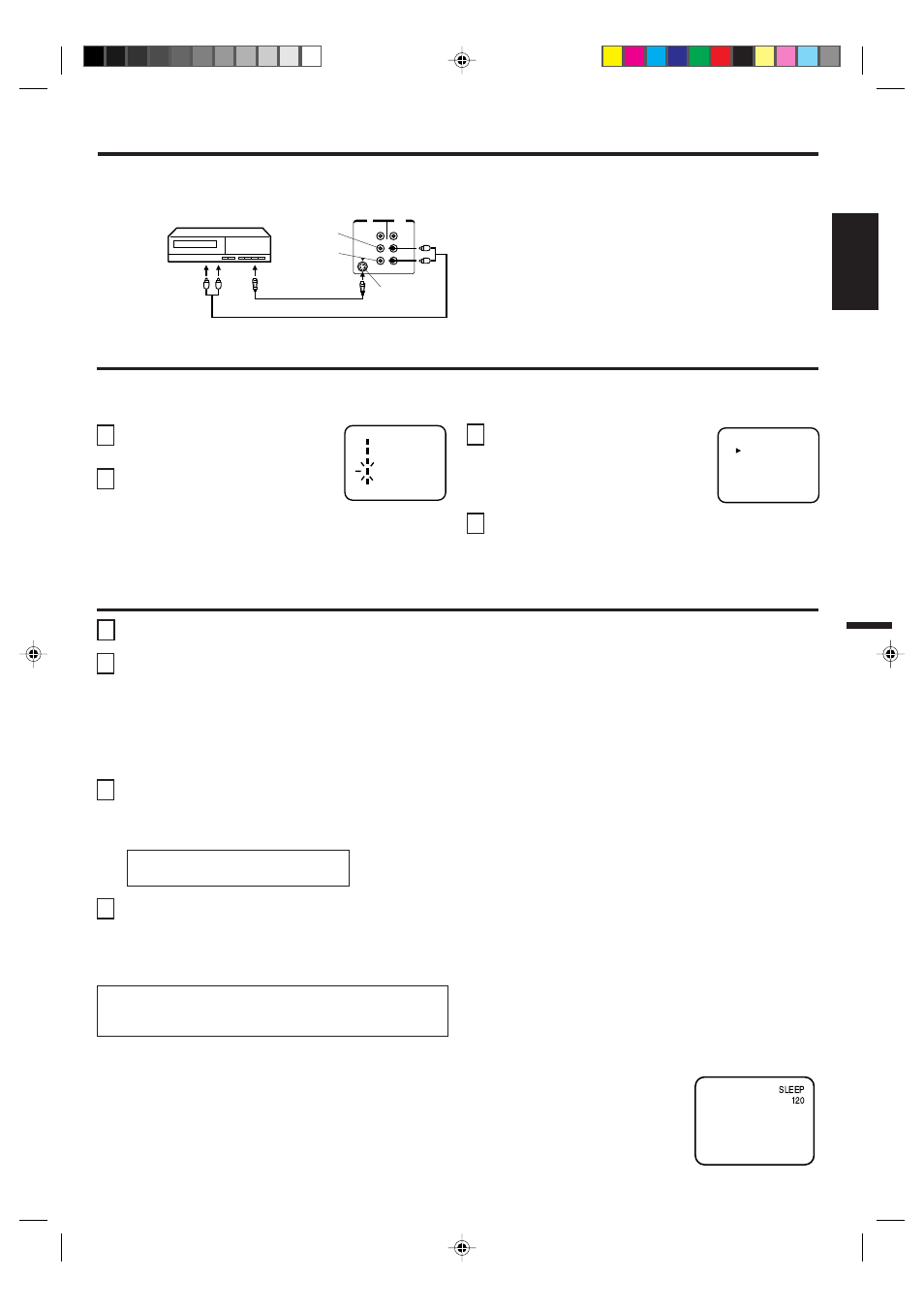 Audio / video jack connections, Setting language, Tv operation | English, Continued) | Memorex MT2272 User Manual | Page 7 / 13
