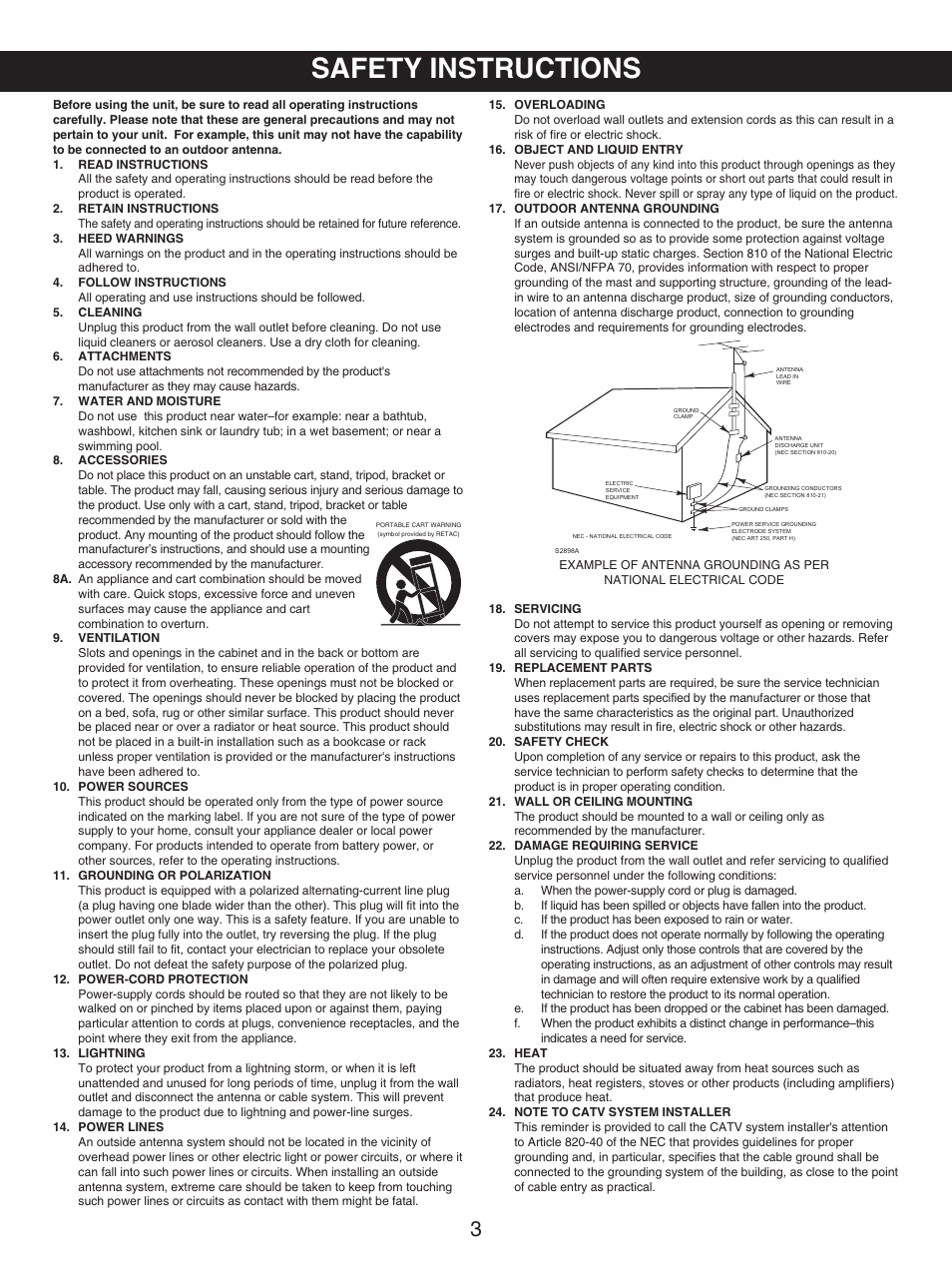 Safety instructions | Memorex MKS8503 User Manual | Page 4 / 25