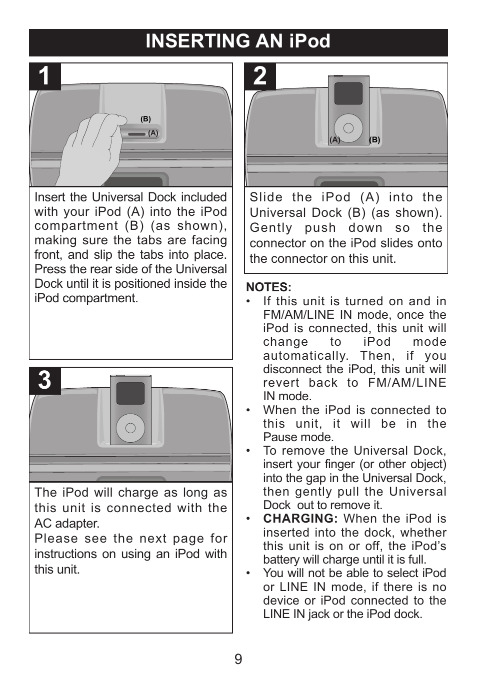 Inserting an ipod | Memorex iWakeUp Mi4014 User Manual | Page 10 / 42