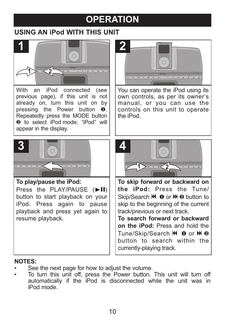 Operation | Memorex iWakeUp Mi4014 User Manual | Page 11 / 42