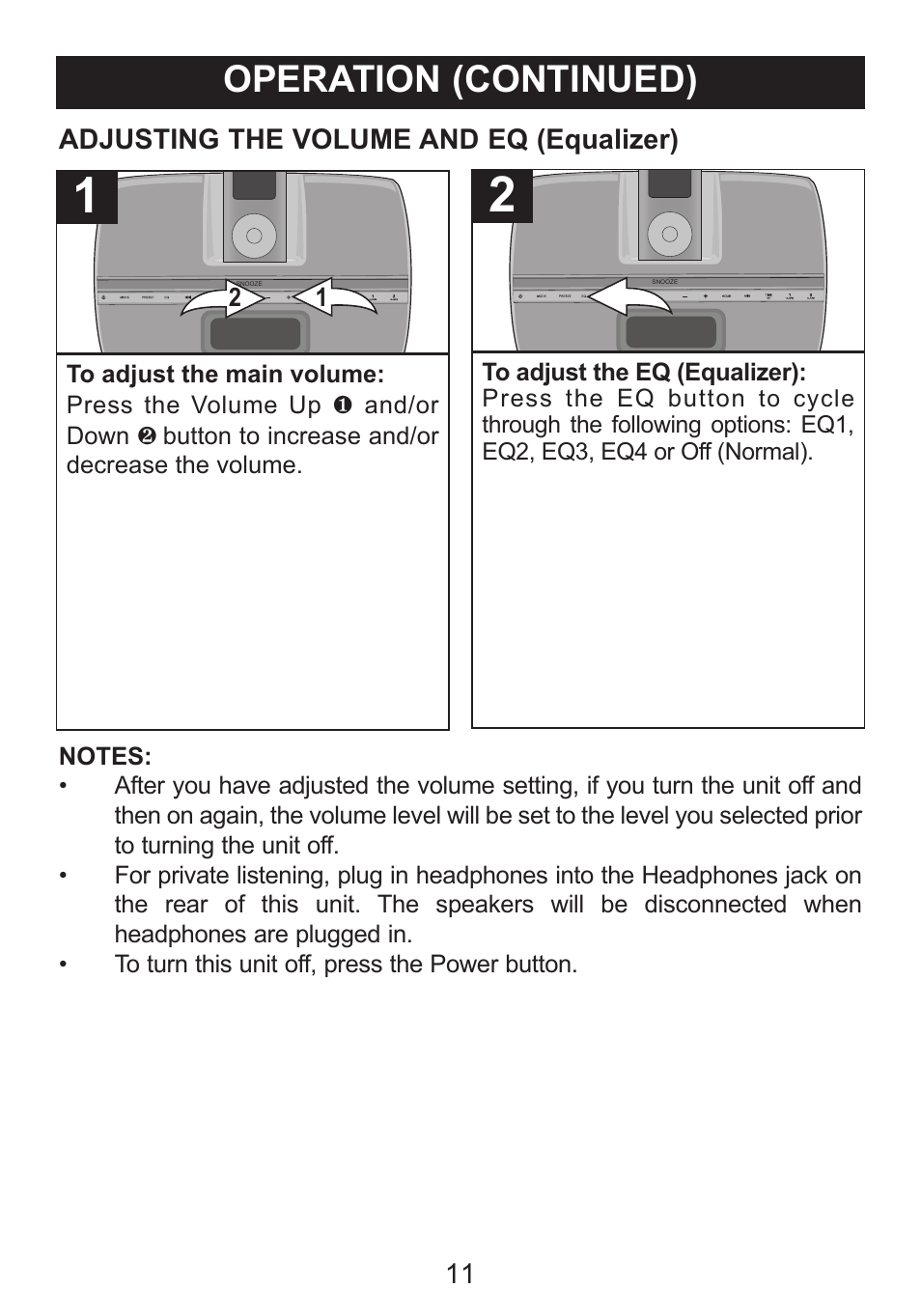 Operation (continued) | Memorex iWakeUp Mi4014 User Manual | Page 12 / 42