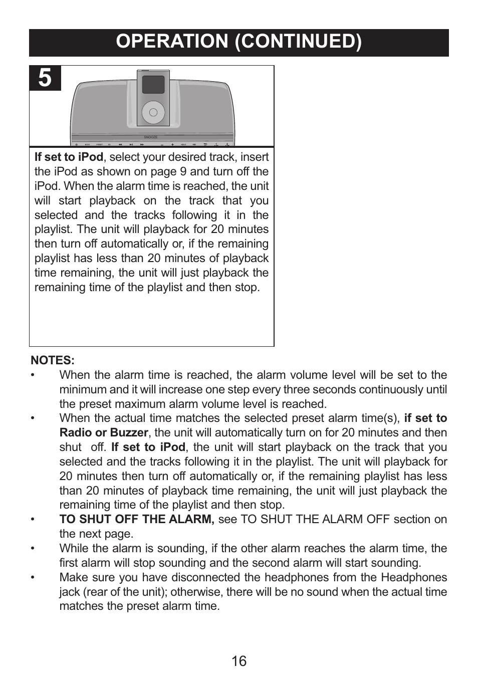 Operation (continued) | Memorex iWakeUp Mi4014 User Manual | Page 17 / 42
