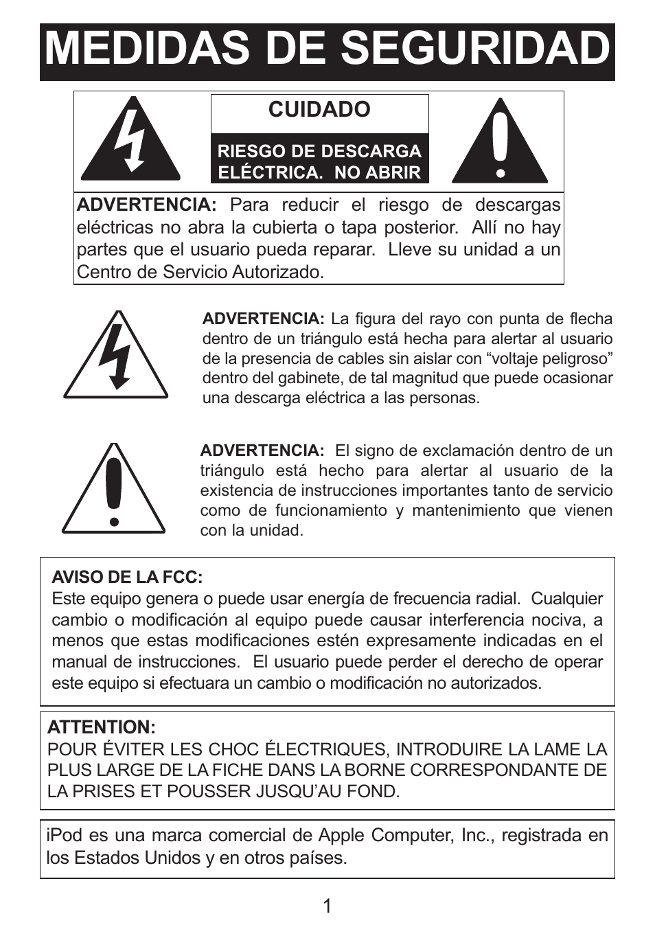 Medidas de seguridad, Cuidado | Memorex iWakeUp Mi4014 User Manual | Page 22 / 42