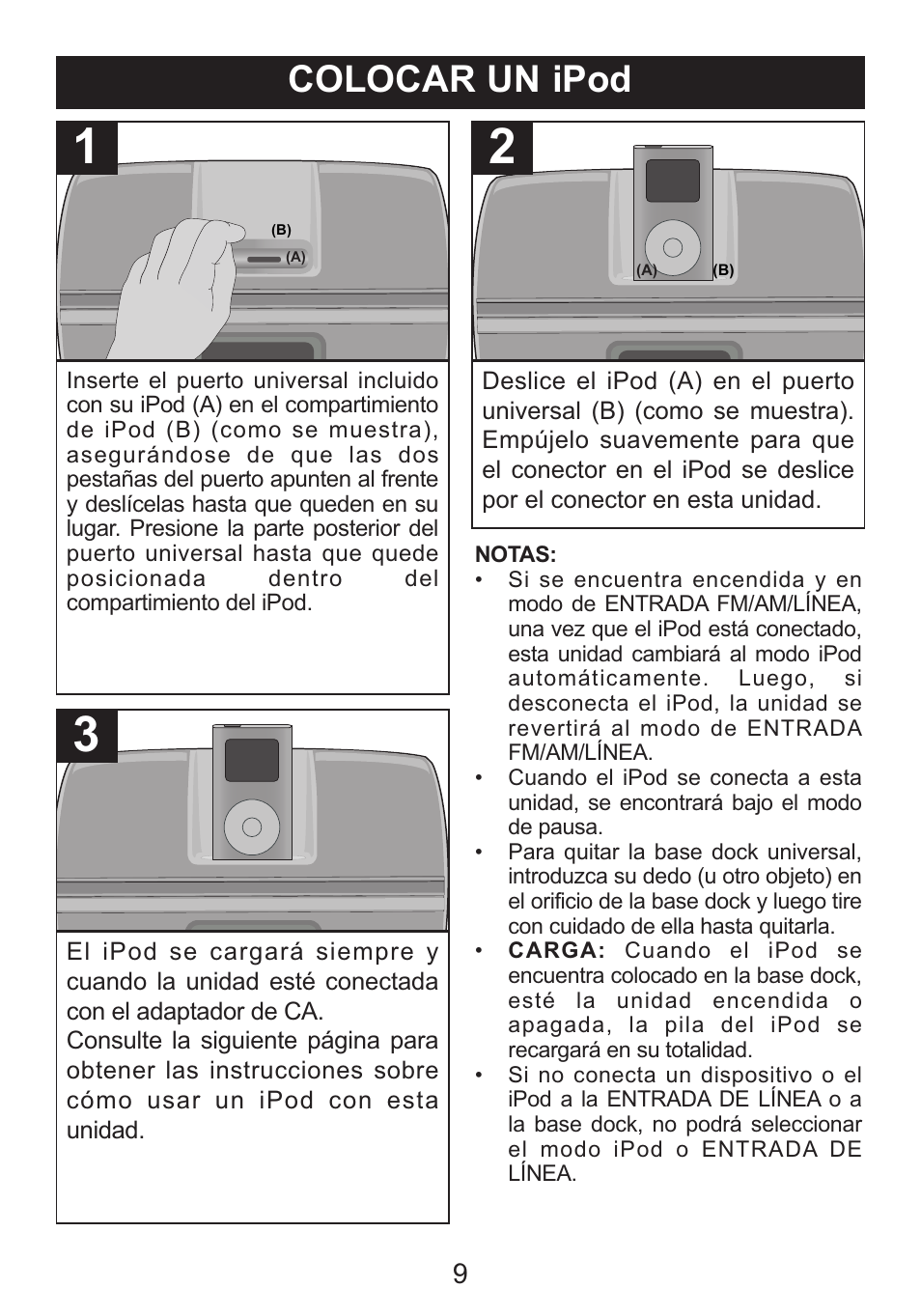 Colocar un ipod | Memorex iWakeUp Mi4014 User Manual | Page 30 / 42