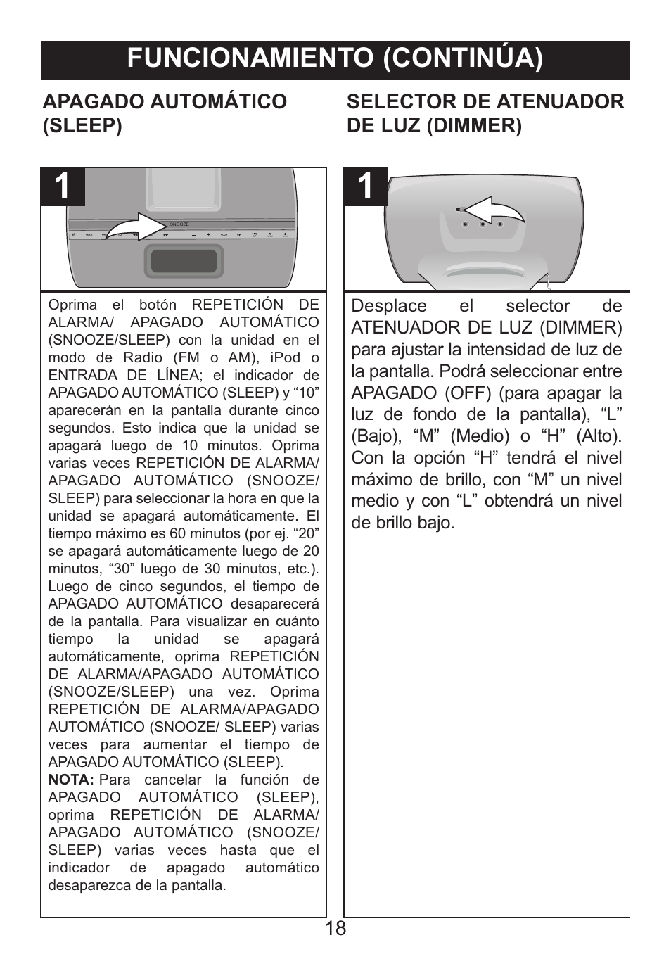 Funcionamiento (continúa) | Memorex iWakeUp Mi4014 User Manual | Page 39 / 42