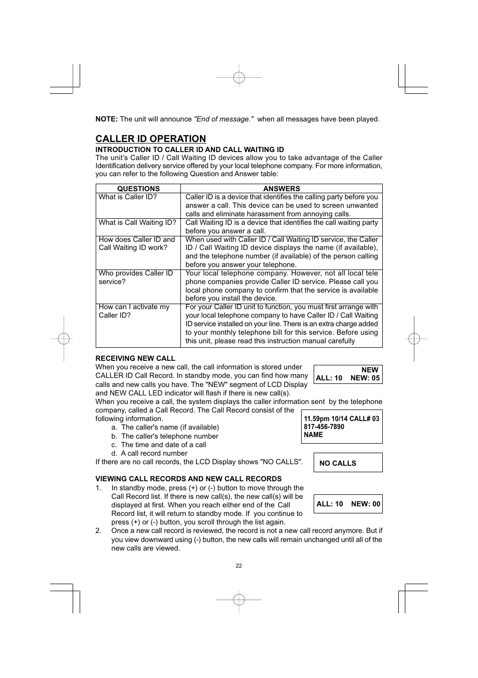 Caller id operation | Memorex MPH7895 User Manual | Page 23 / 32