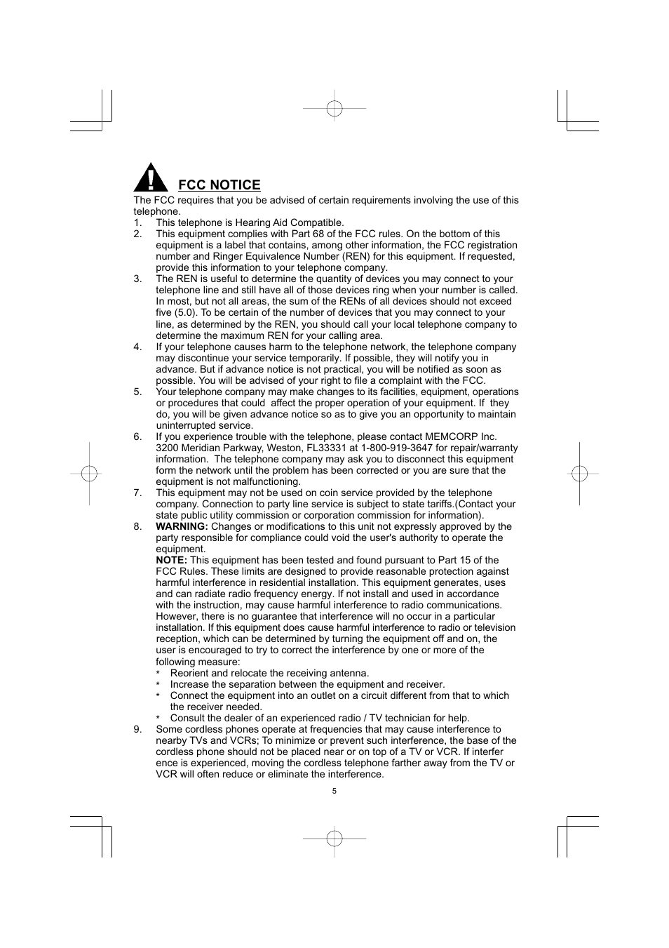 Fcc notice | Memorex MPH7895 User Manual | Page 6 / 32
