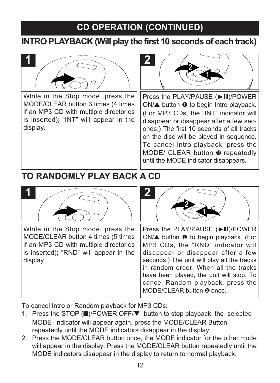 Cd operation (continued) | Memorex MPD8842 User Manual | Page 13 / 23