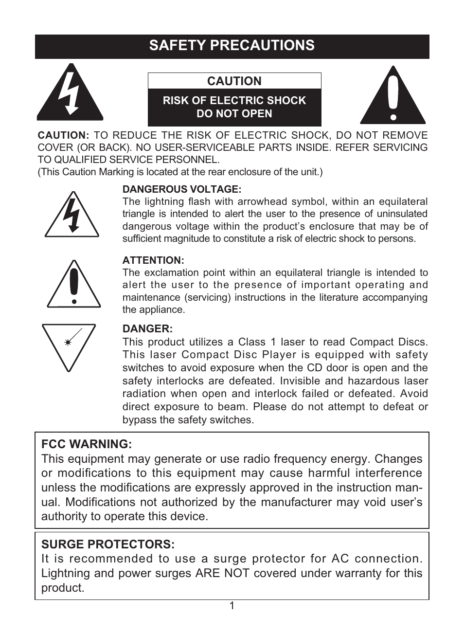 Safety precautions | Memorex MPD8842 User Manual | Page 2 / 23