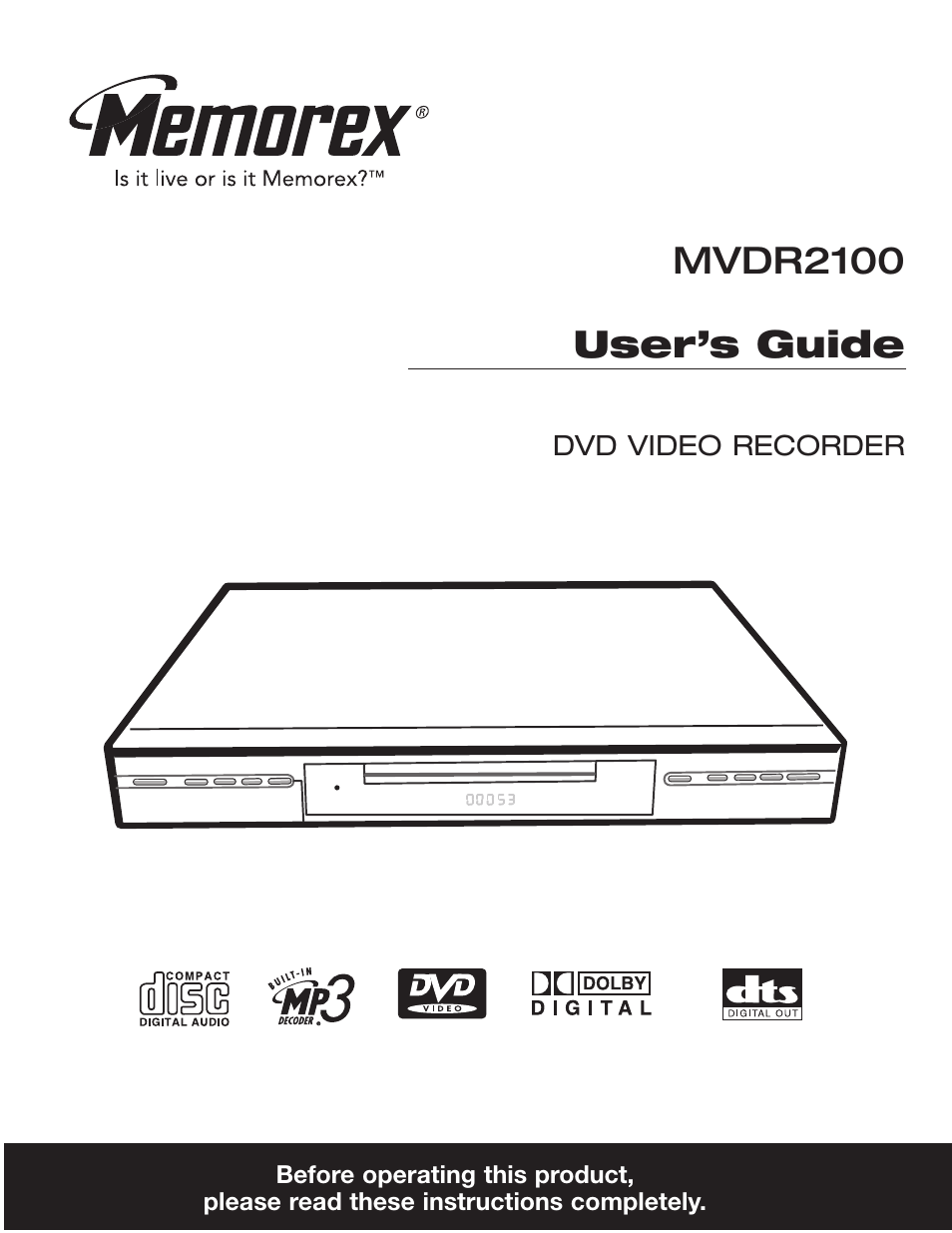 Memorex MVDR2100 User Manual | 55 pages