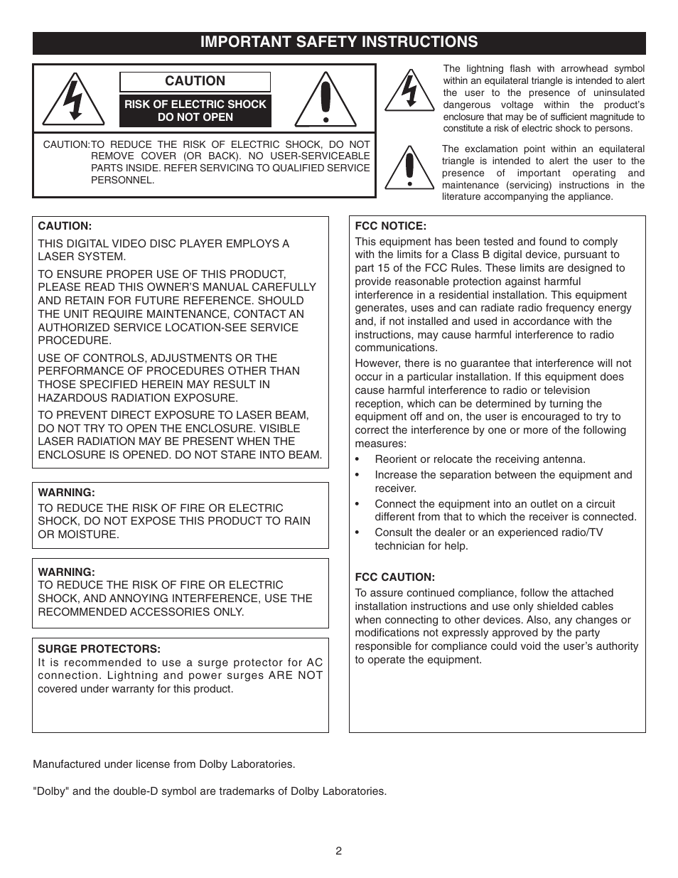 Important safety instructions | Memorex MVDR2100 User Manual | Page 3 / 55