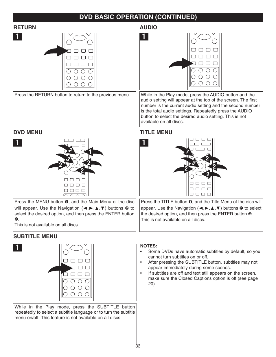 Dvd basic operation (continued) | Memorex MVDR2100 User Manual | Page 34 / 55