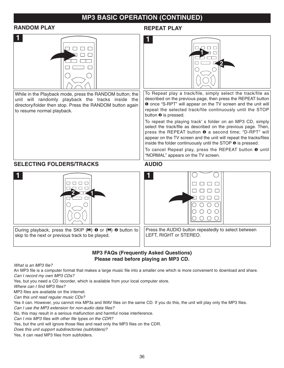 Mp3 basic operation (continued) | Memorex MVDR2100 User Manual | Page 37 / 55