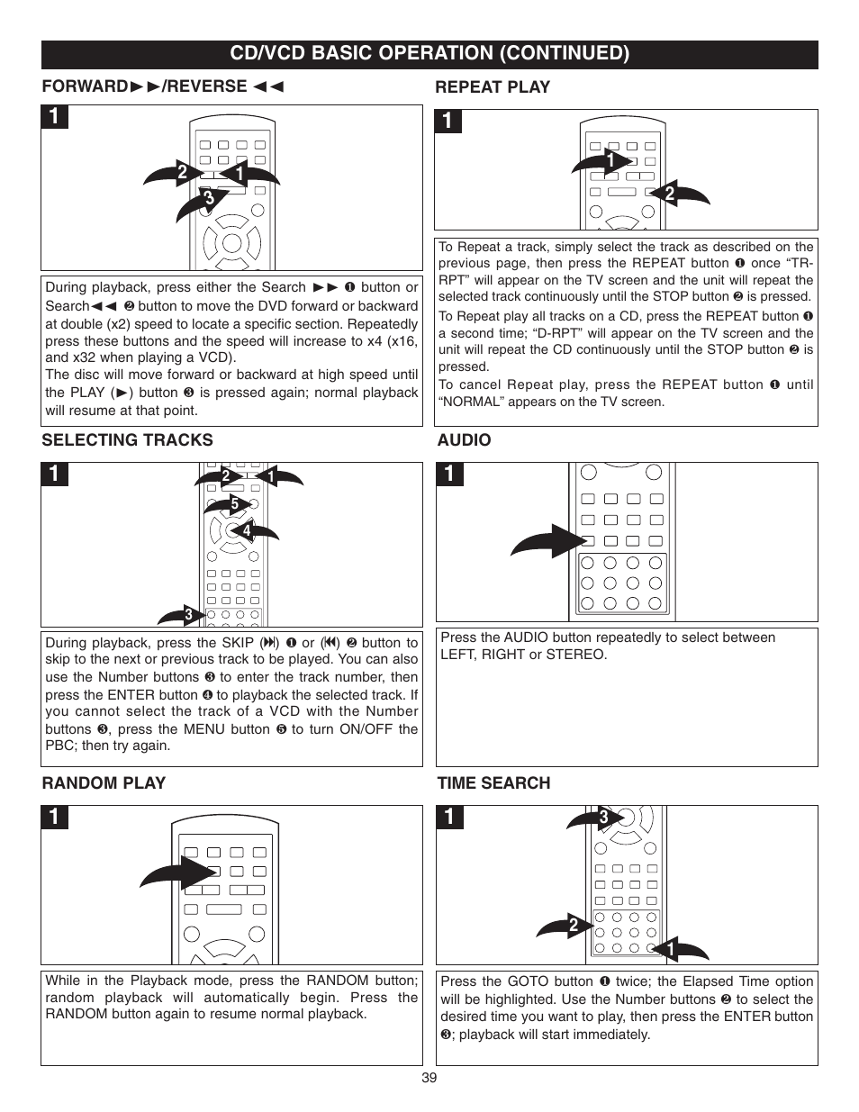 Cd/vcd basic operation (continued) | Memorex MVDR2100 User Manual | Page 40 / 55