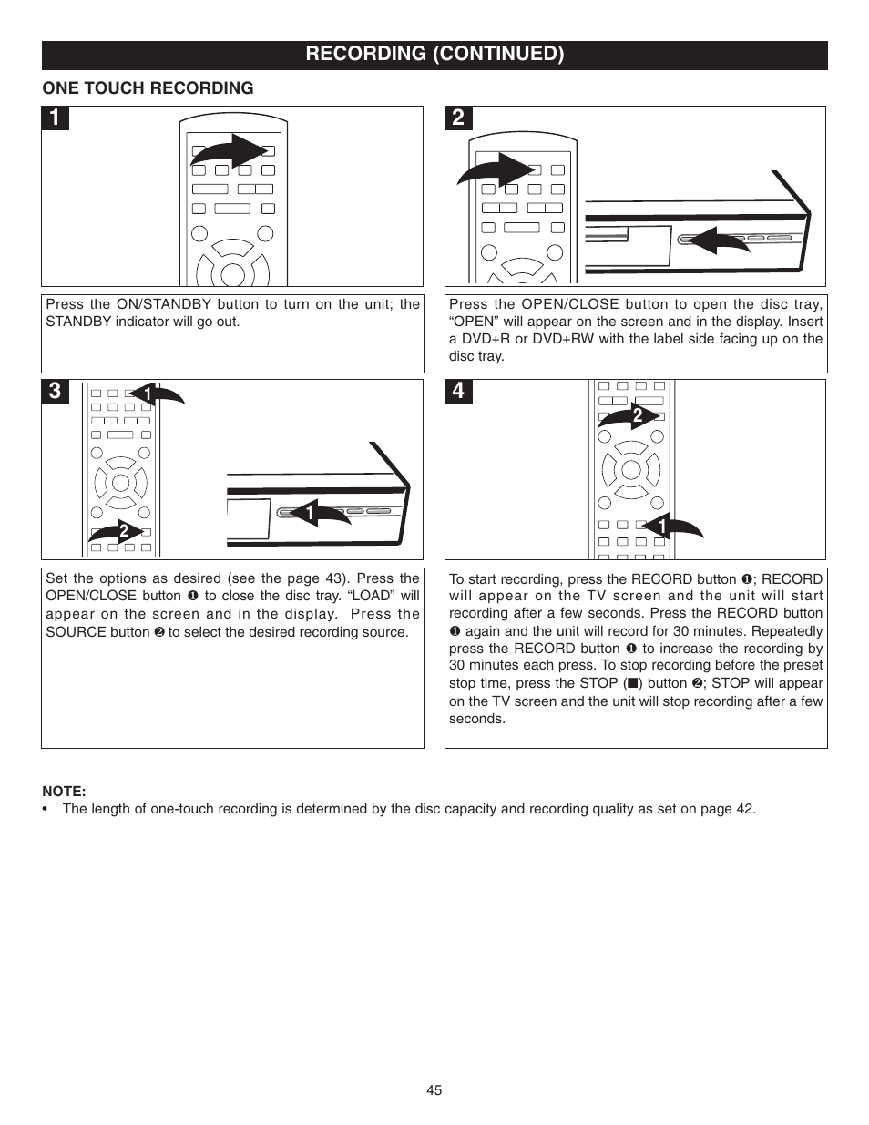 Recording (continued) | Memorex MVDR2100 User Manual | Page 46 / 55