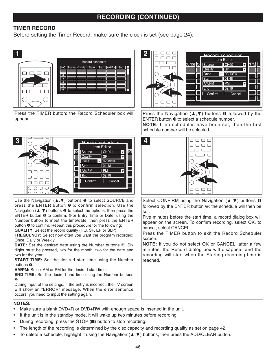 Recording (continued) | Memorex MVDR2100 User Manual | Page 47 / 55