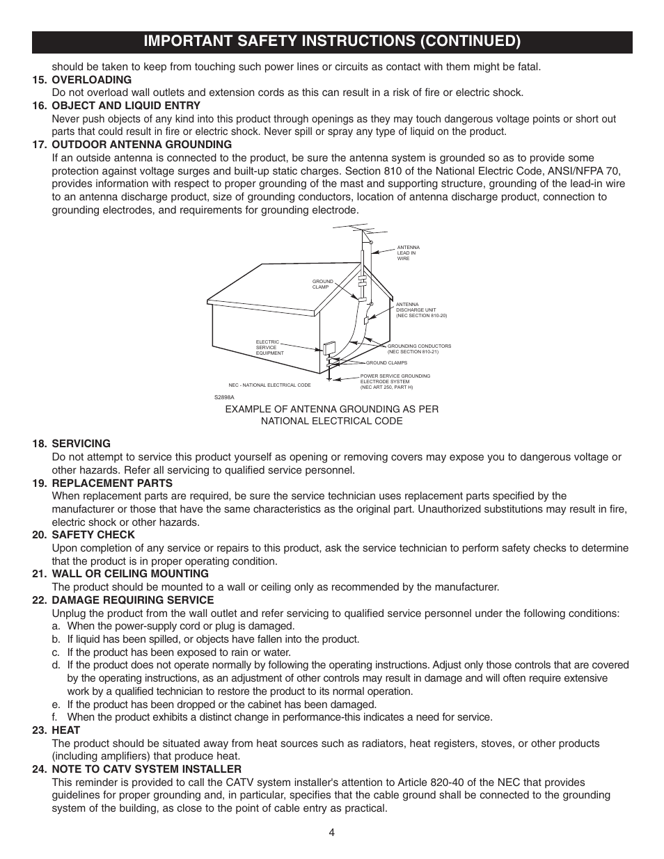 Important safety instructions (continued) | Memorex MVDR2100 User Manual | Page 5 / 55