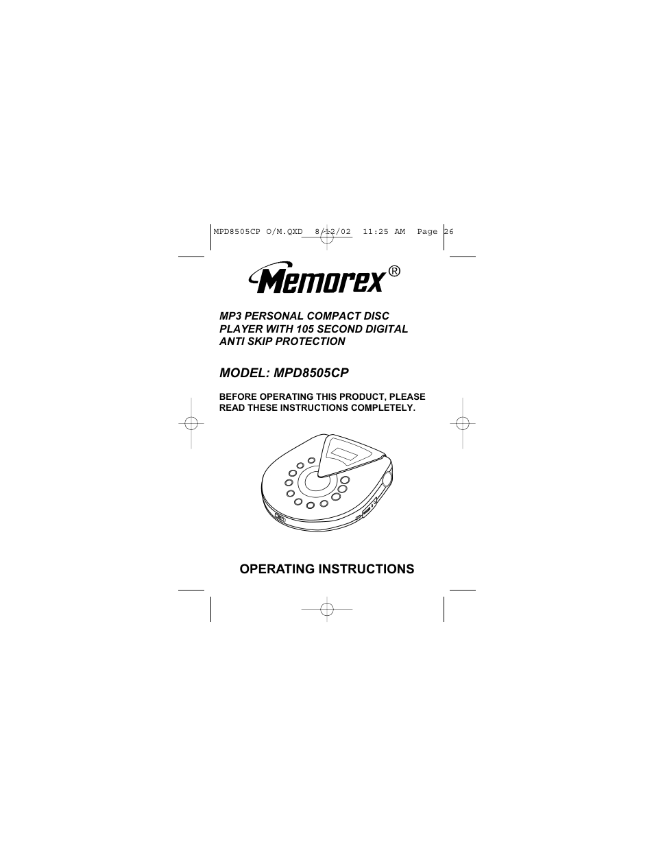 Memorex MPD8505CP User Manual | 26 pages