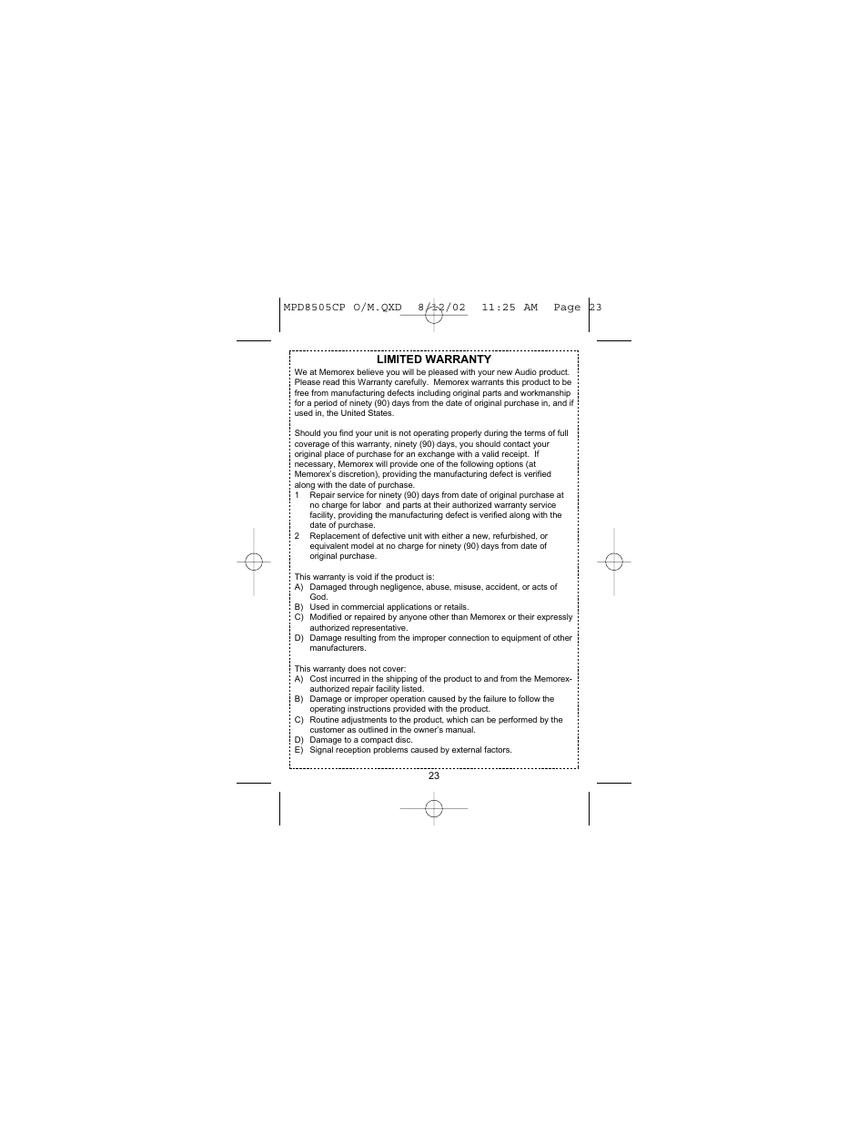Memorex MPD8505CP User Manual | Page 24 / 26