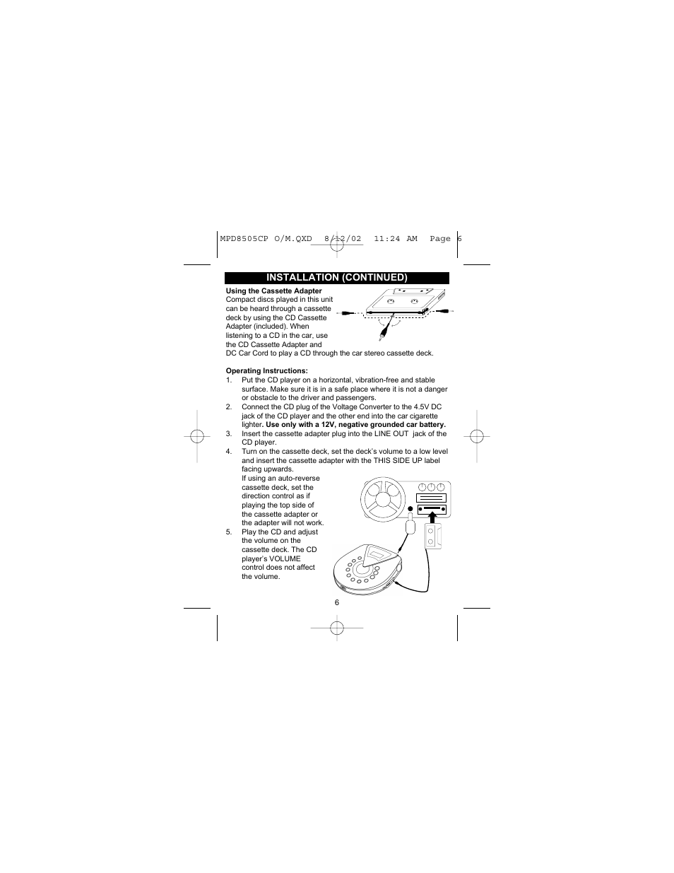 Installation (continued) | Memorex MPD8505CP User Manual | Page 7 / 26