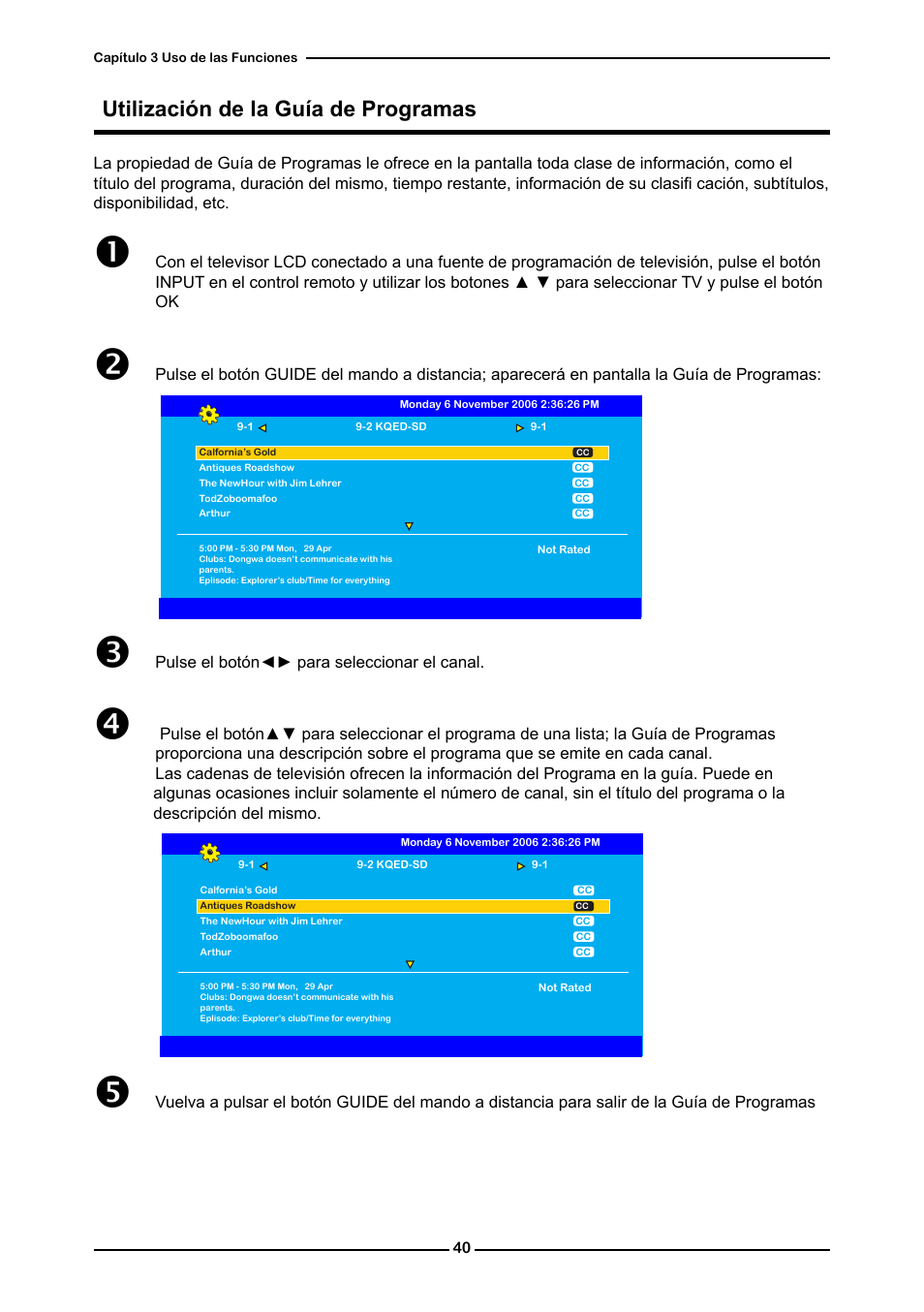 Utilización de la guía de programas | Memorex MLTD2622 User Manual | Page 102 / 123