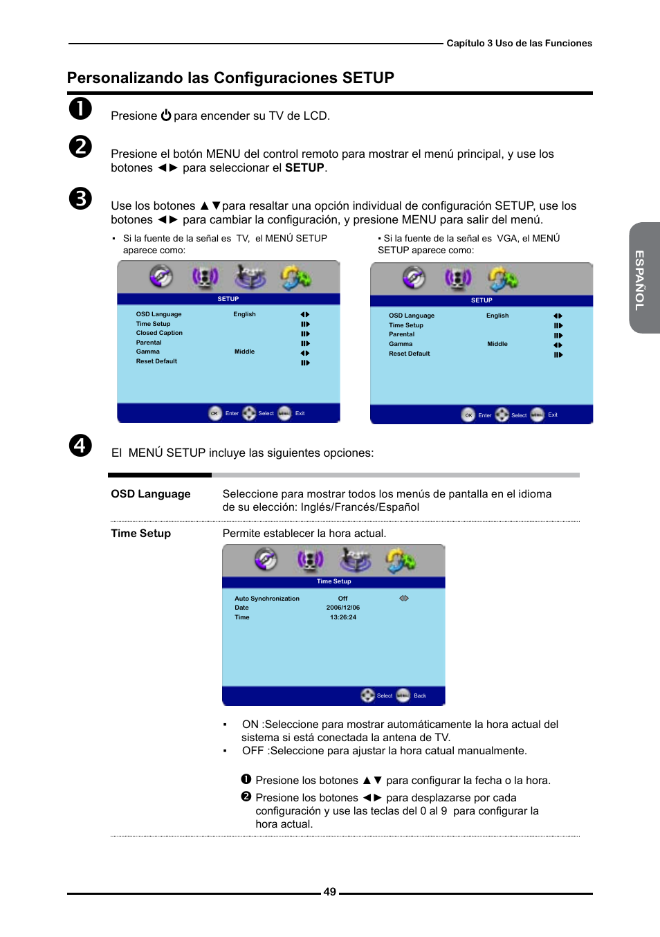 Personalizando las configuraciones setup | Memorex MLTD2622 User Manual | Page 111 / 123